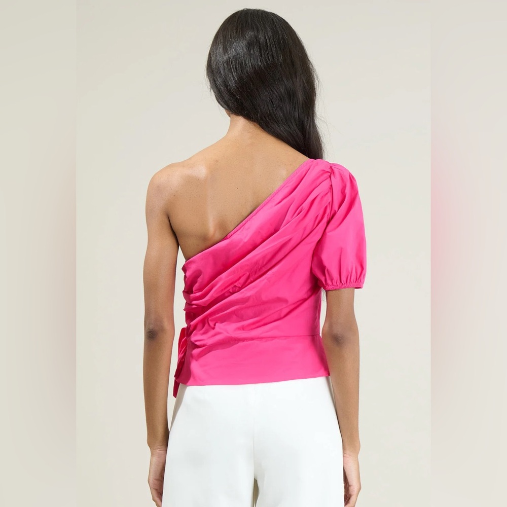 French Connection Vibrant Pink One-Shoulder Blouse
